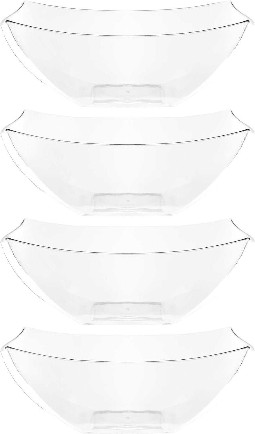 Disposable Square Serving Bowls, Party Snack or Salad Bowl, Plastic 2 Green & 2 Red 32 Ounce Pack of 4 32 OUNCE