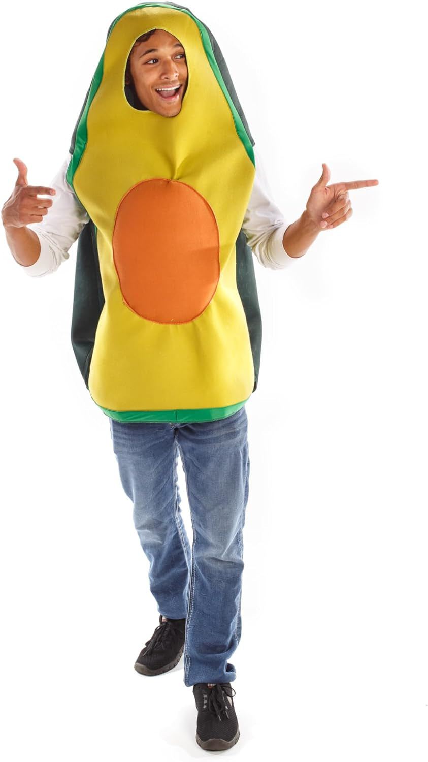 Single Funny Fruit & Veggie Costume | Slip on Halloween Costume for Women and Men| One Size Fits All | Avocado Costume