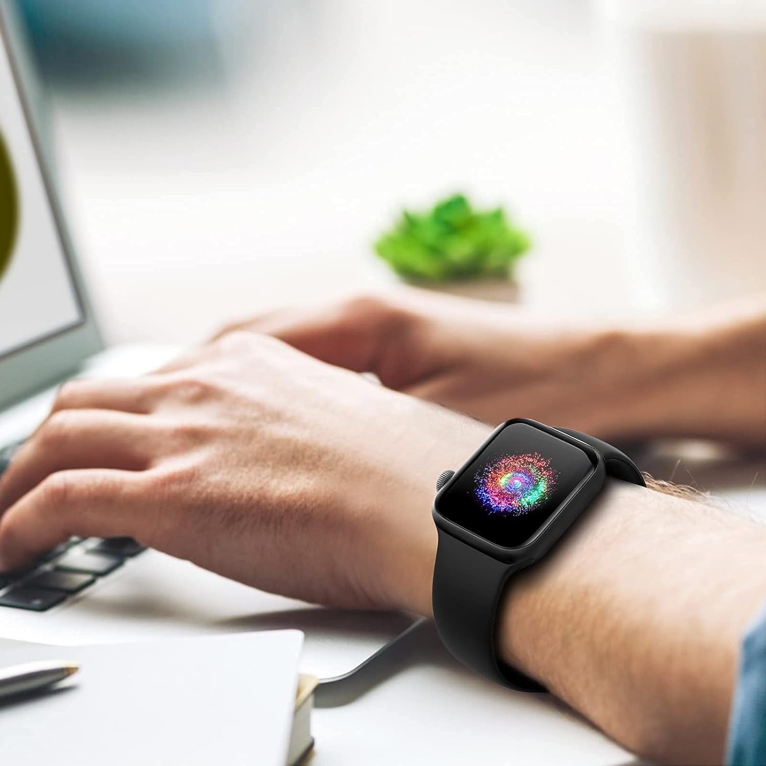 Sport Band Compatible with Apple Watch Bands 38Mm 40Mm 41Mm 42Mm 44Mm 45Mm 49Mm,Soft Silicone Strap Compatible for Apple Watch Series 9 Ultra 8 7 6 5 4 3 2 1 SE Men Women Black 38/40/41MM