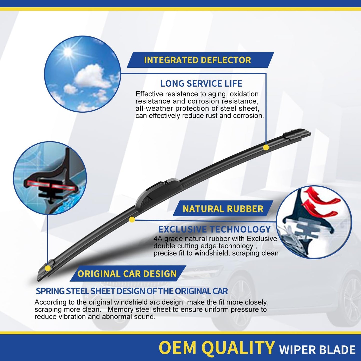 3 Wipers Factory Replacement for Toyota Rav4 2013-2018 Original Equipment Windshield Wiper Blades Set 26"+16"+10" (Set of 3)