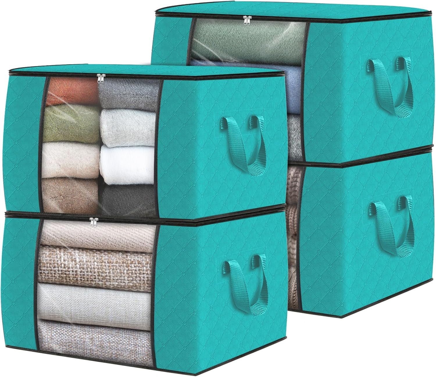 6 Pack Clothes Storage, Foldable Thick Fabric Blanket Storage Bags, Storage Containers for Organizing Bedroom, Closet, Clothing, Comforter, Organization and Storage with Handle,Grey