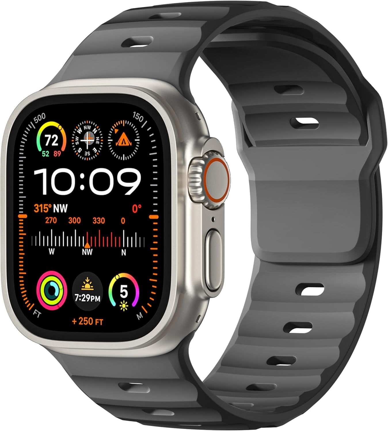 Sport Bands Compatible with Apple Watch Ultra 2/Ultra Band, Compatible with Apple Watch Bands for Men 49Mm 45Mm 44Mm 42Mm, Soft Silicone Waterproof Strap for Iwatch Series 9 8 7 6 5 4 SE 3 2 1