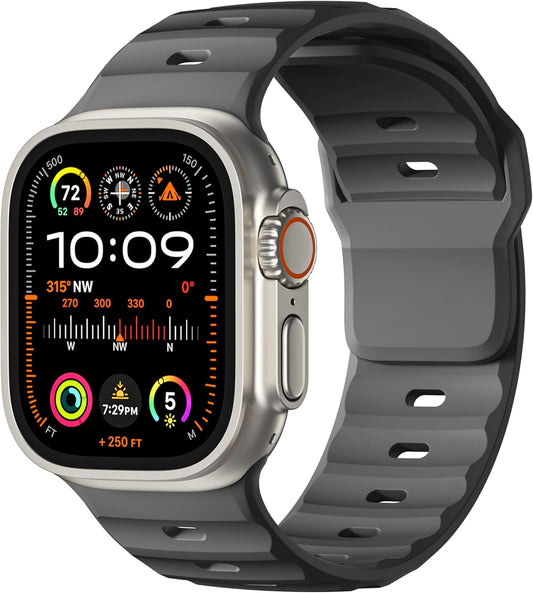 Sport Bands Compatible with Apple Watch Ultra 2/Ultra Band, Compatible with Apple Watch Bands for Men 49Mm 45Mm 44Mm 42Mm, Soft Silicone Waterproof Strap for Iwatch Series 9 8 7 6 5 4 SE 3 2 1