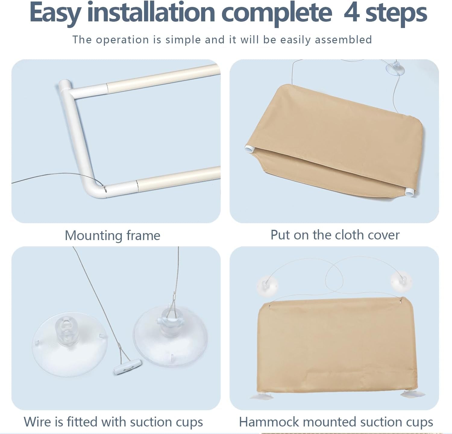 Cat Perch for Window Sill with Bolster-Cat Hammock Window Seat,Easy to Adjust Cat Bed for Windowsill, Bedside, Drawer and Cabinet(Khaki)