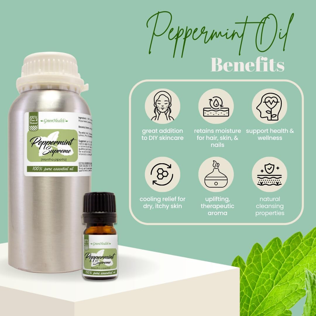 16 Fl Oz - Peppermint Essential Oil (Mentha Piperita) - 100% Pure & Uncut - Aluminum Bottle - TLBH