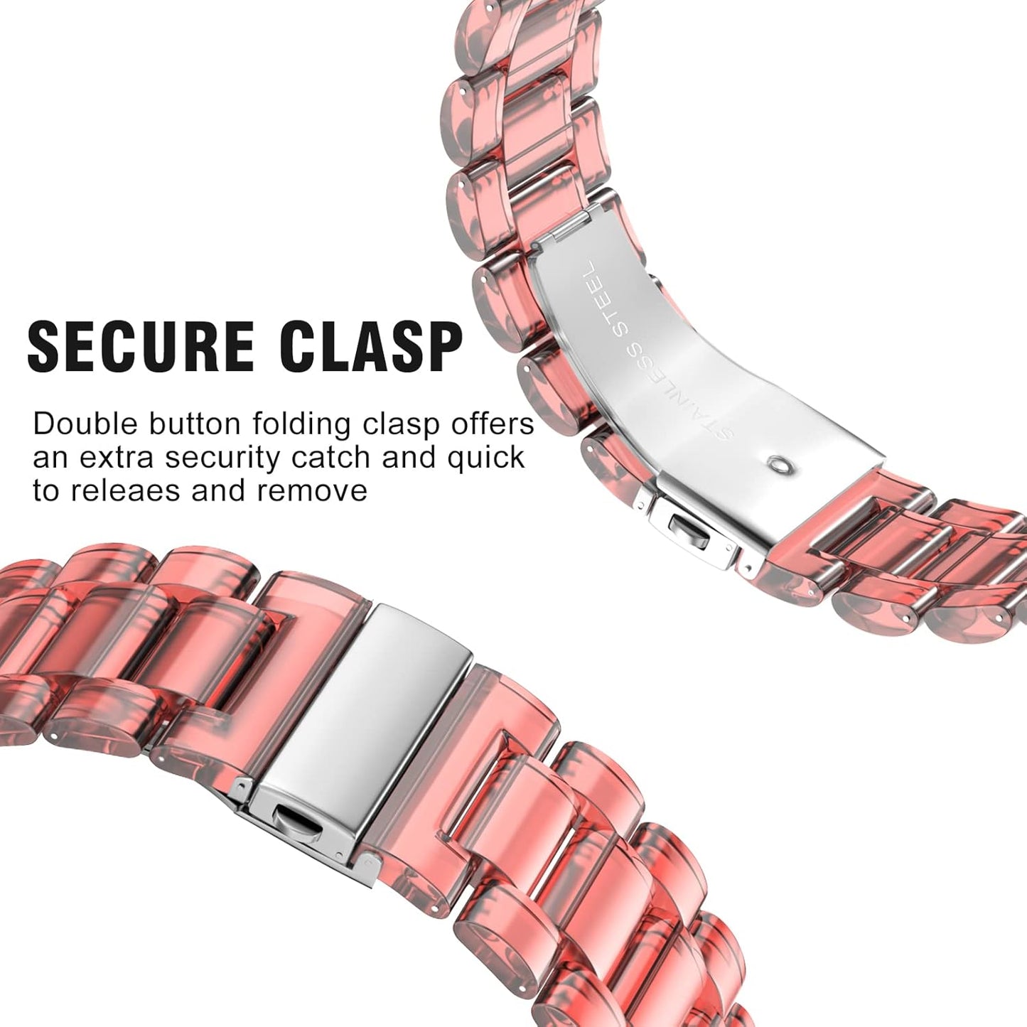 OVERSTEP Galaxy Watch Acitve 2 40Mm 44Mm, Galaxy Watch 3 41Mm, Galaxy Watch 42Mm Band, Quick Release Band Transparent Crystal Sport Replacement Strap for 20Mm Samsung Watch
