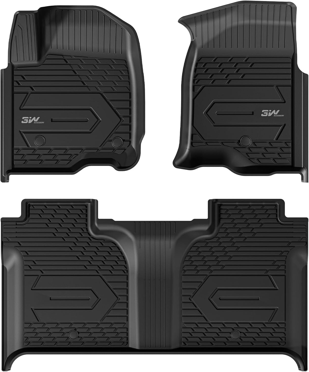 Floor Mats Fit for 2019-2024 2025 Chevy Silverado/Gmc Sierra Denali 1500 & 2020-2024 2025 GMC Sierra 2500/3500 HD Crew Cab TPE All Weather Floor Liner, Fit for 2Nd Row with Factory Carpeted Storage