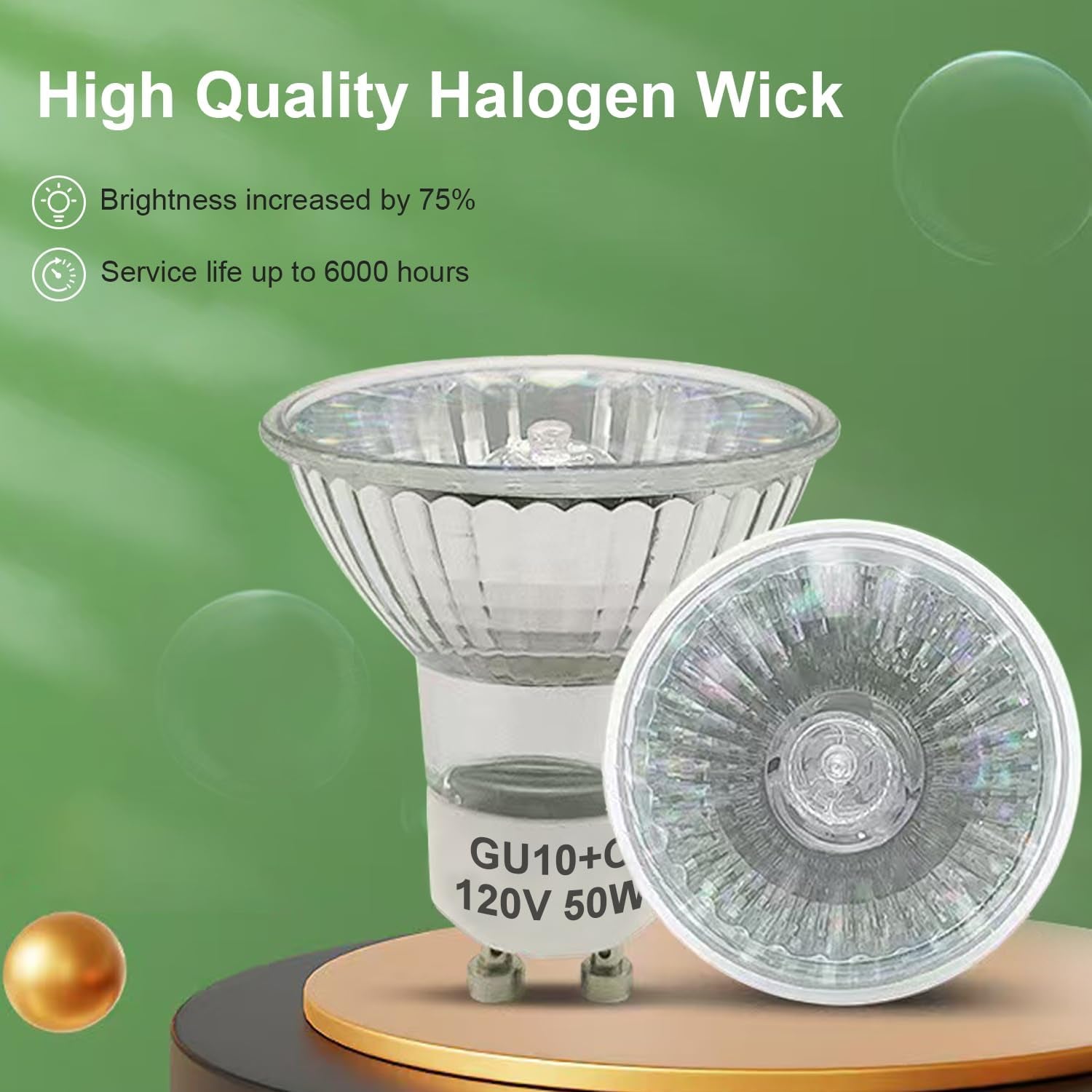 GU10 Halogen Light Bulbs, MR16 120V 50W with GU10 Base for Track Light Bulbs and Range Hood Light Bulbs, GU10+C Candle Warmer Lamp with Dimmable, 2700K Warm White, 6000+Hours Long-Lastin Pack of 6