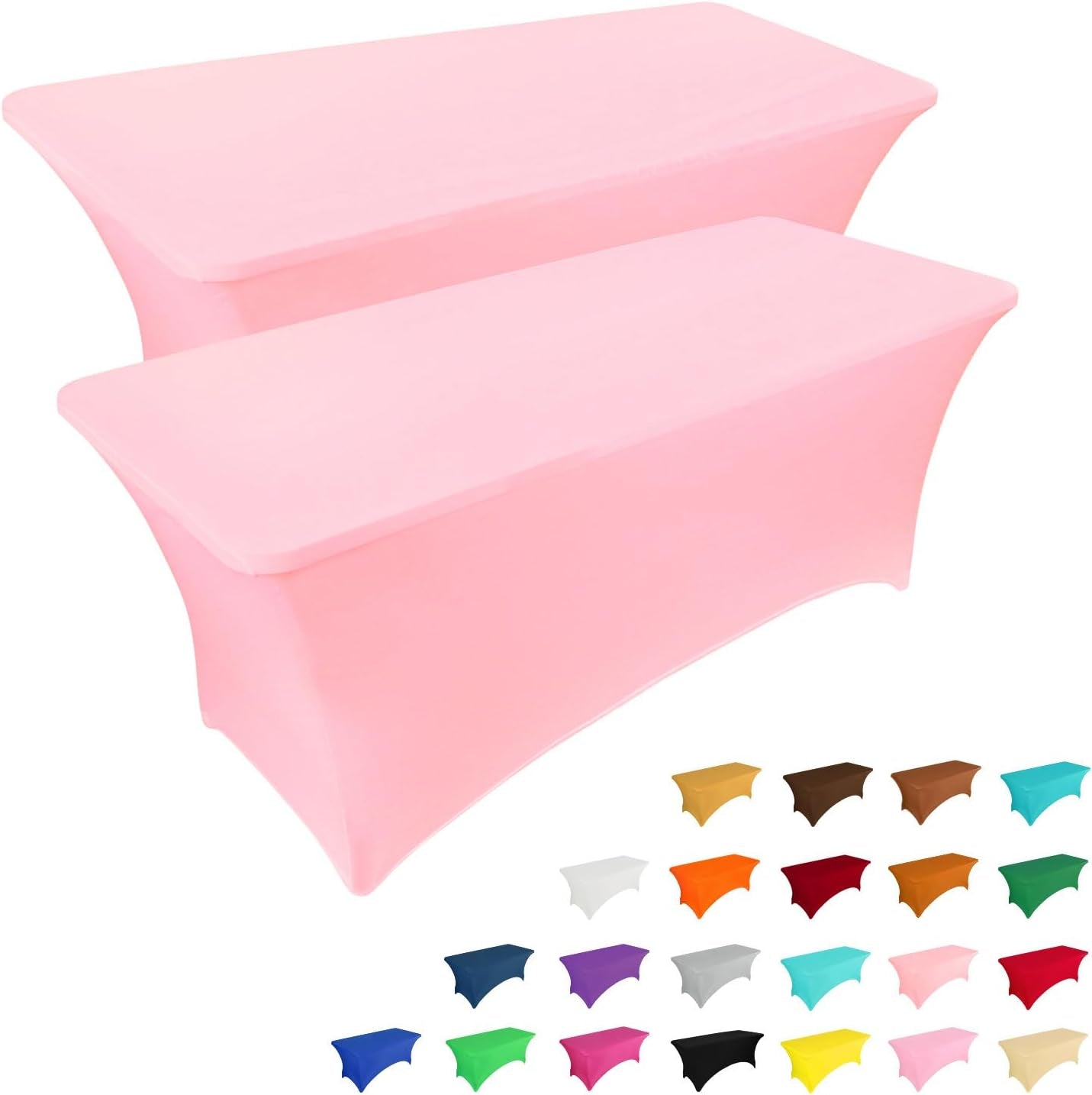 2 Pack 6FT Table Cloth for Rectangular Fitted Events Stretch Black Table Covers Washable Table Cover Spandex Tablecloth Table Protector for Party, Wedding, Cocktail, Banquet, Festival