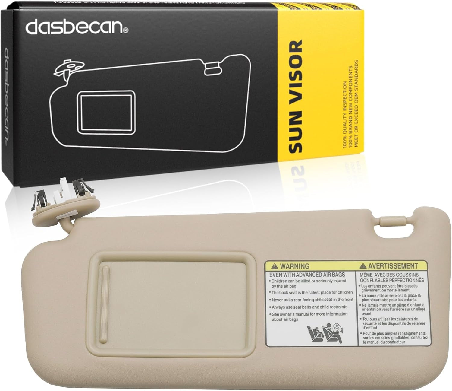 Front Left Driver Side Sun Visor with Vanity Light Compatible with Toyota RAV4 2006-2013 Replaces# 74320-42501-B2 74320-42500-B0 (Gray)