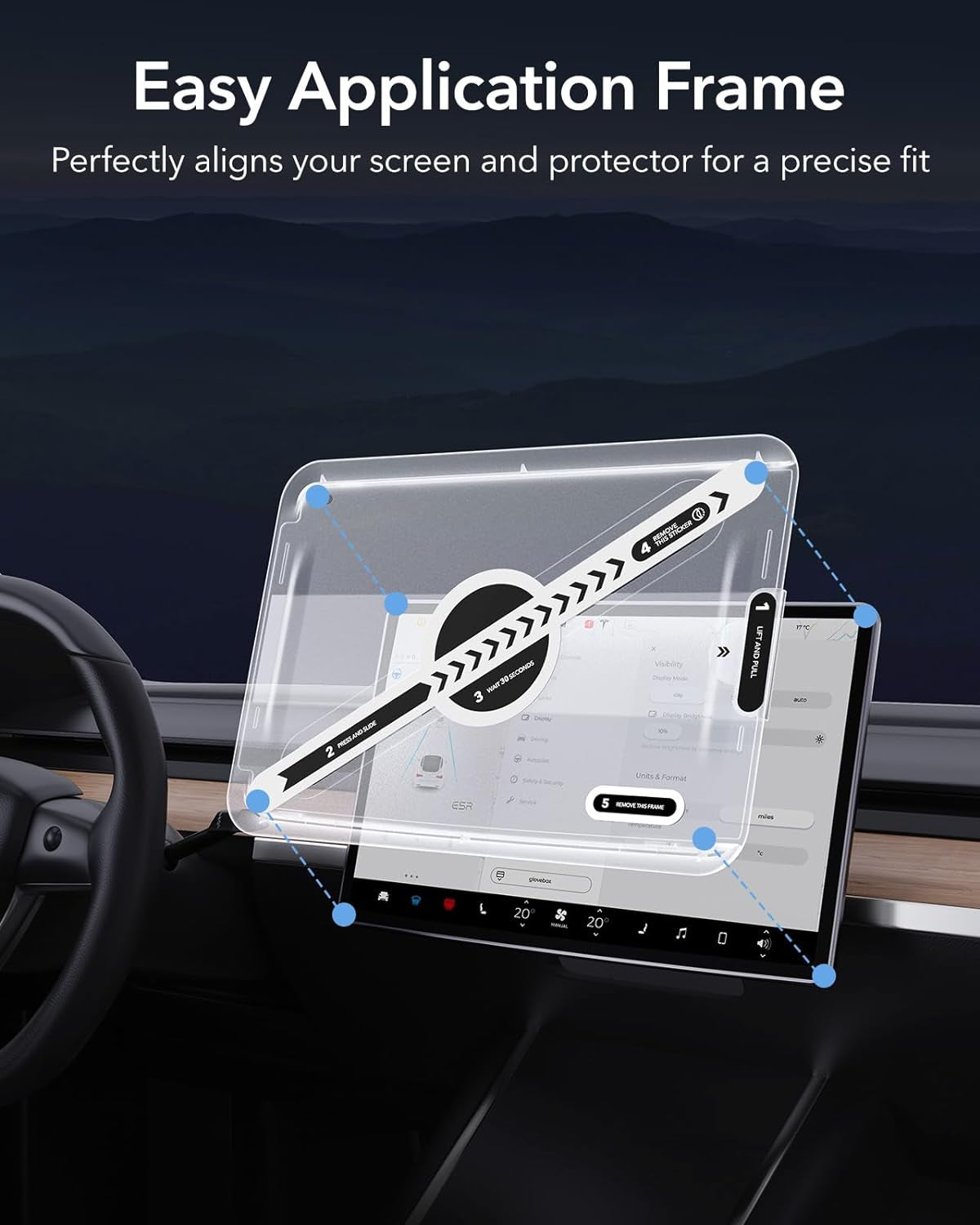 Tempered Glass Screen Protector for Tesla Model Y (2024-2020), Tesla Model 3 (2023-2017), 15 Inch Screen Protector with Alignment Kit, No More Glare & Fingerprint, Tesla Model Y / 3 Accessories