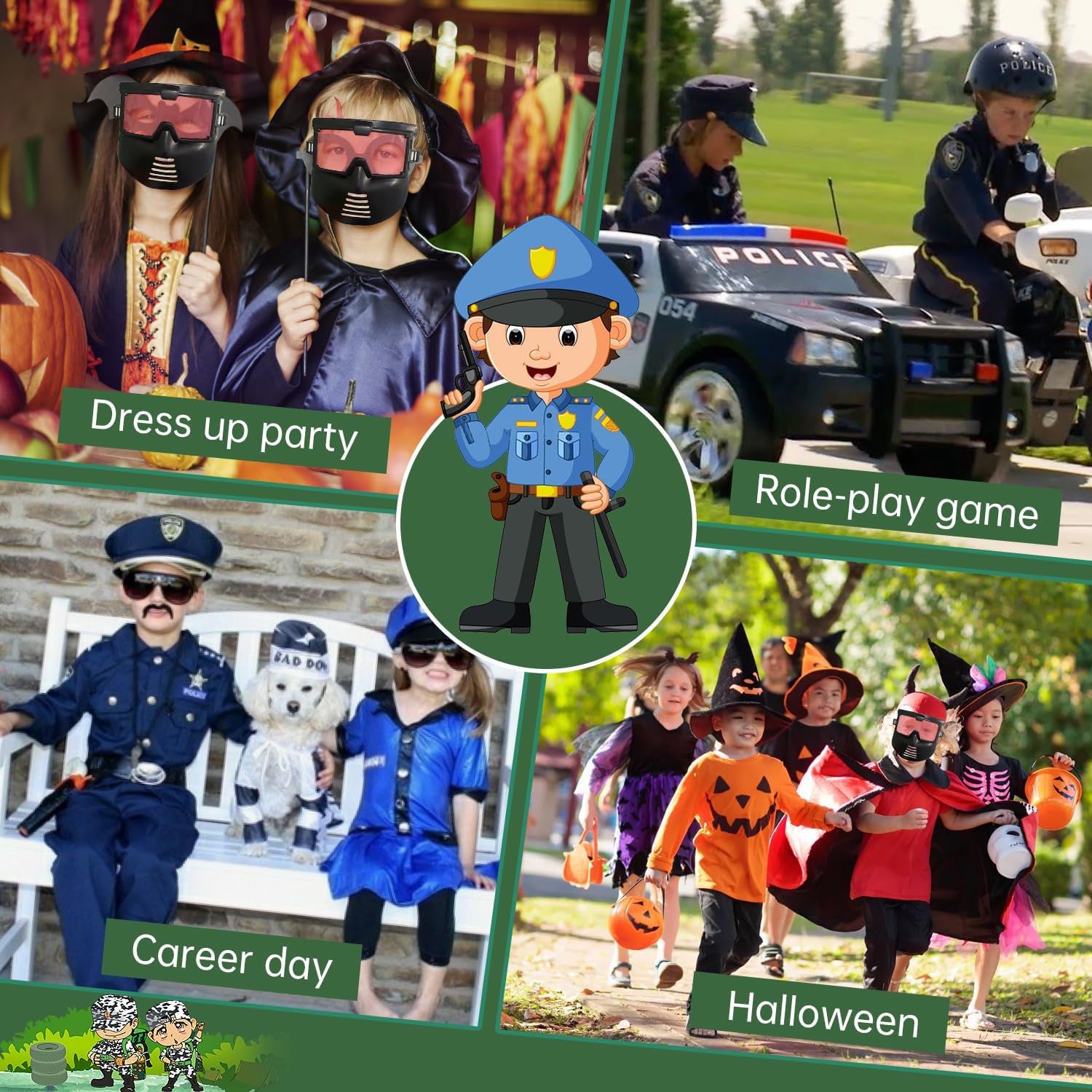 Police Toys, 6PCS Swat Gear Pretend Play Toy Set for Kids, Military Army Soldiers Costume Accessories Halloween Costumes Gifts for Boys and Girls