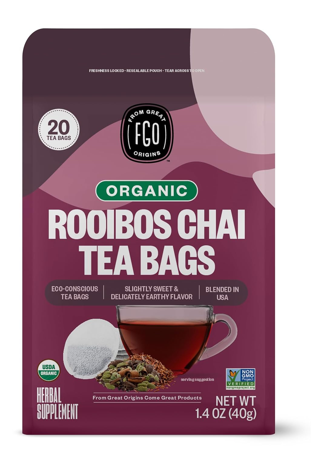 Organic Tulsi Holy Basil Tea, 100 Count, Eco-Conscious Herbal Tea Bags, Resealable Bag, Caffeine Free, Packaging May Vary (Pack of 1) TLBH