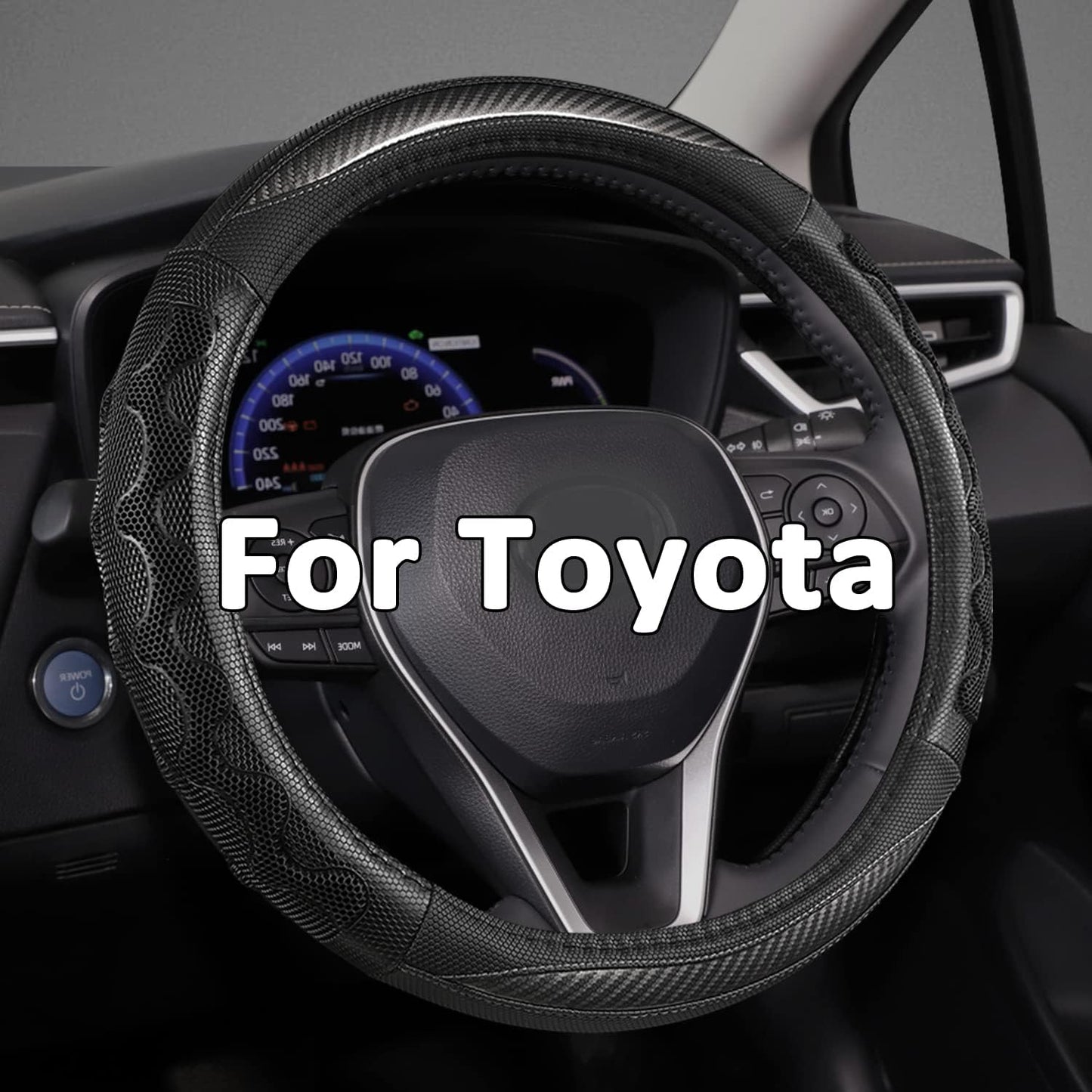 Steering Wheel Cover for Toyota, Auto Car Steering Wheel Cover for Toyota Highlander 4Runner Tacoma Corolla Camry - Black+Red Trim