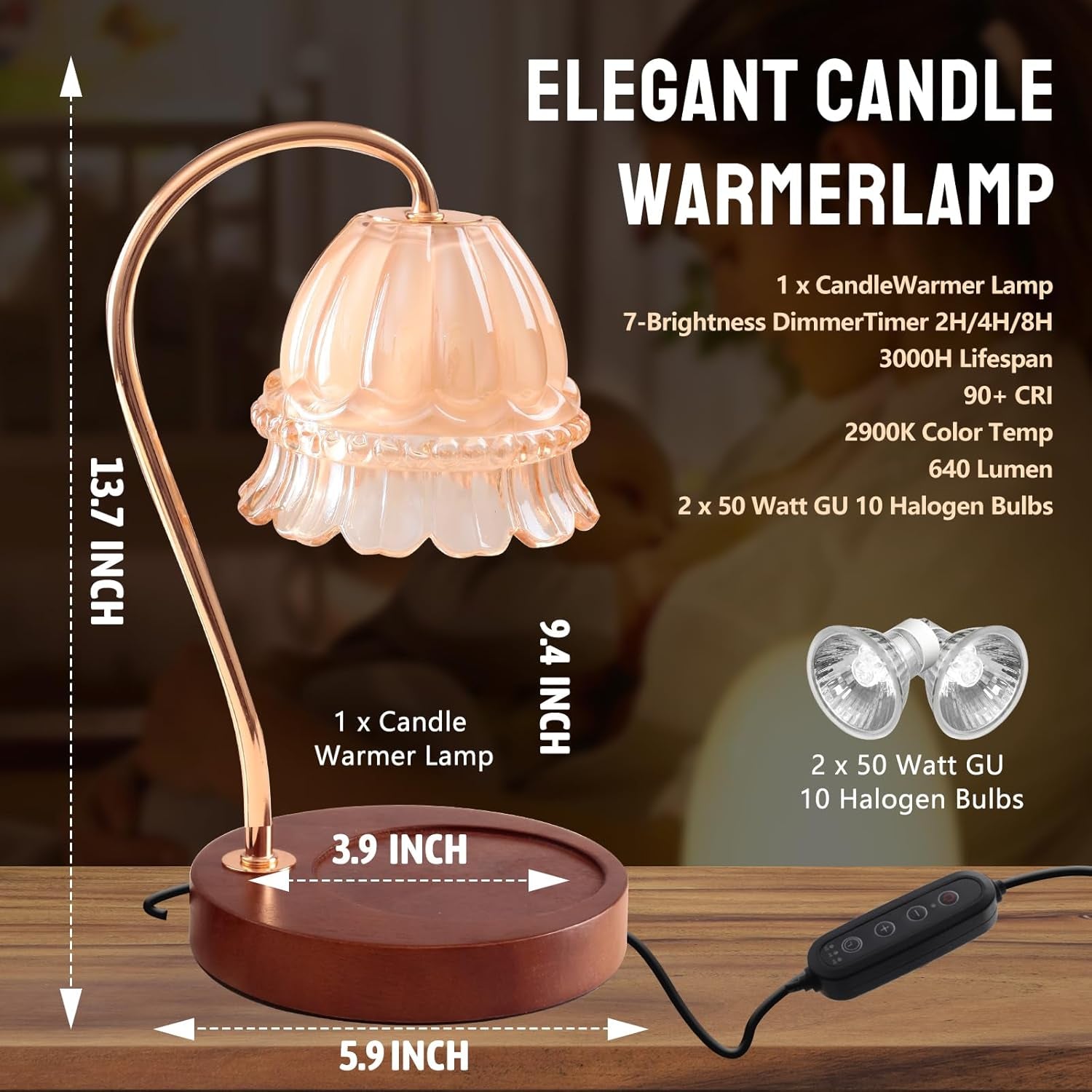 Fragrance Candle Warmer Lamp，Electric Candle Warmer with Timer & Dimmer，Mom Christmas Birthday Gifts for Women, House Warming Gifts New Home Bedroom Decor