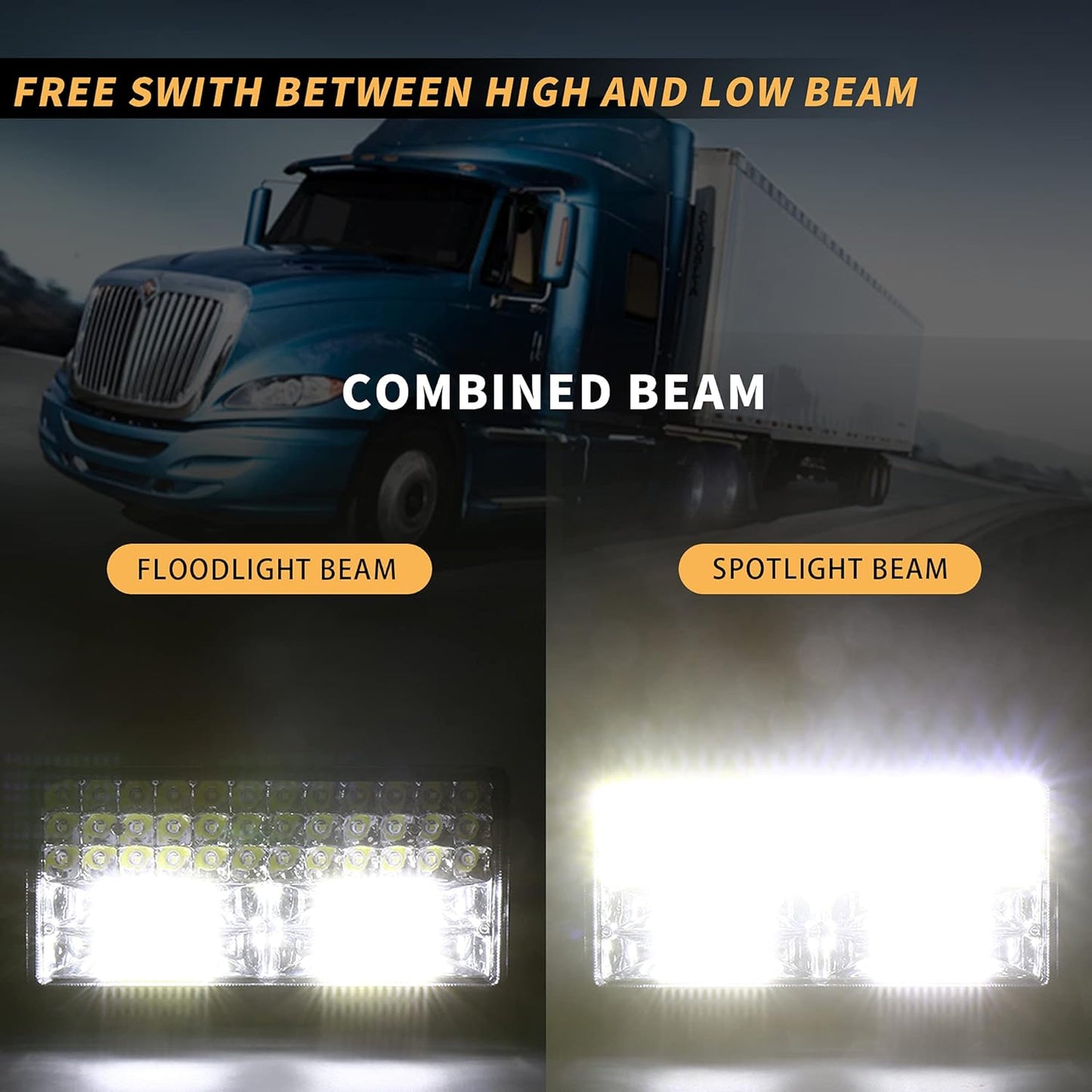 Led Work Light for Truck, 9 Inch 12-80V 84LED 32000Lm 250W Spot & Flood Combo off Road Light Bar Waterproof Led Driving Light Assemblies for Tractor Pickup Cabin Boat Car Jeep SUV ATV (Pair)