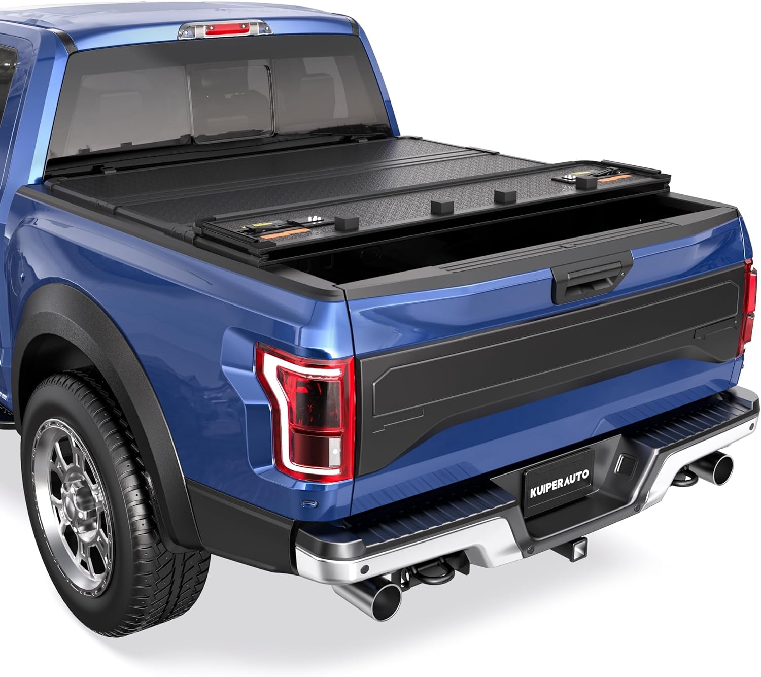 Quad 4-Fold 6.5 FT Soft Folding Truck Bed Tonneau Cover Compatible with 2009-2014 Ford F150 F-150 Styleside Fourth Fold (Excl Raptor Series) without Utility Track System Truck Bed Cover