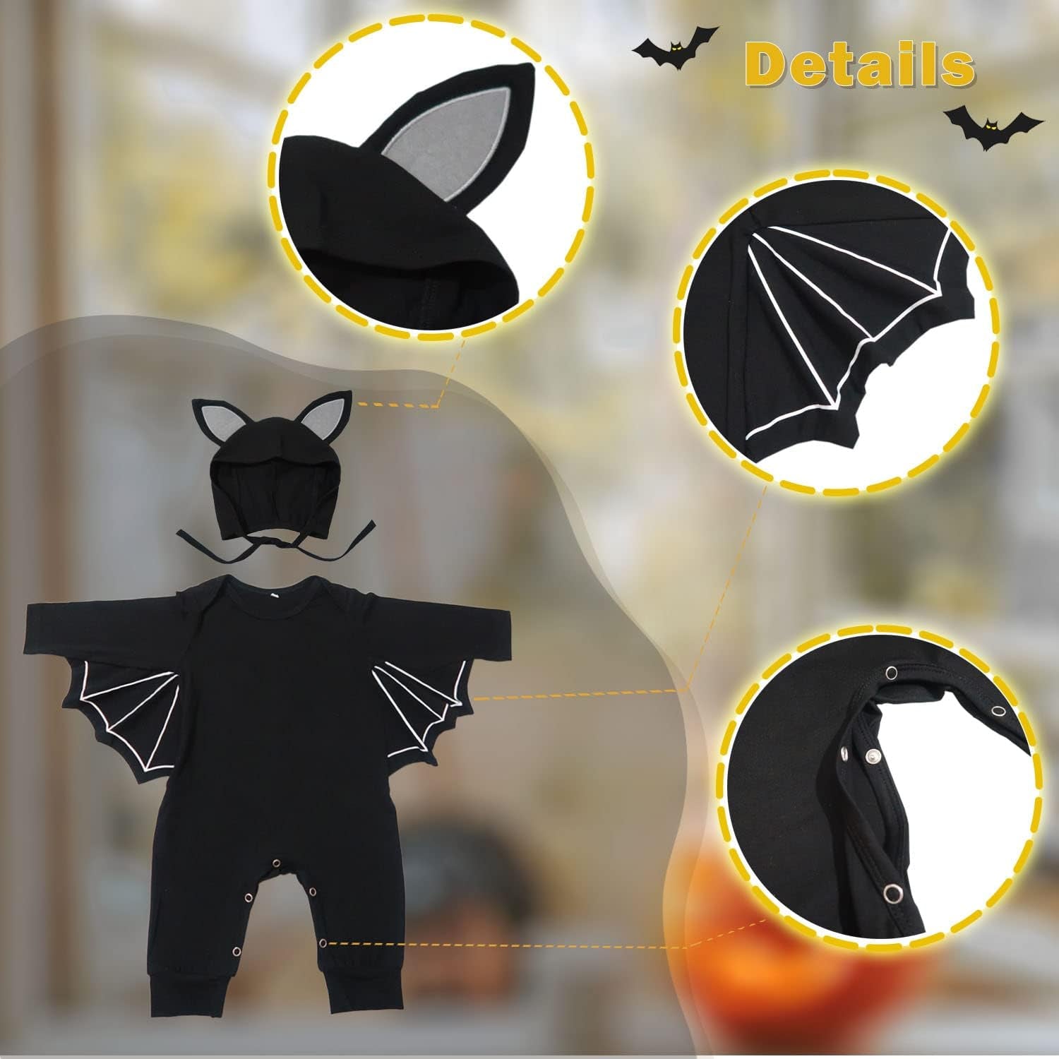 Baby Animal Costumes Unisex Toddler Onesie Halloween Dress up Romper Baby Halloween Costume Baby Bat Costume