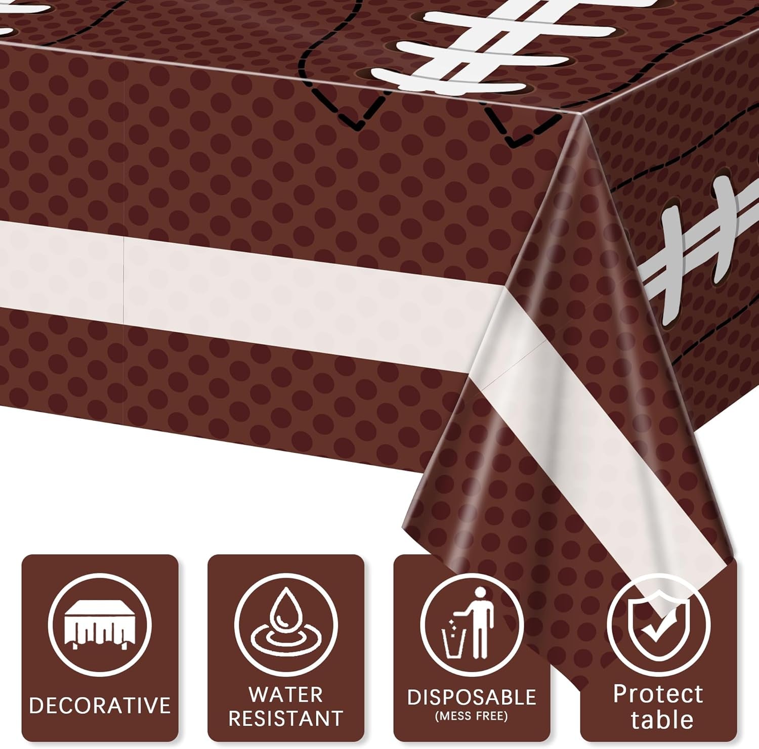 Football Party Decorations Disposable Tablecloth Plastic Touchdown Table Cover Perfect for Super Bowl Football Birthday Party Decorations and Gameday Tailgate Decorations 54 X 108Inch, 3 Pack
