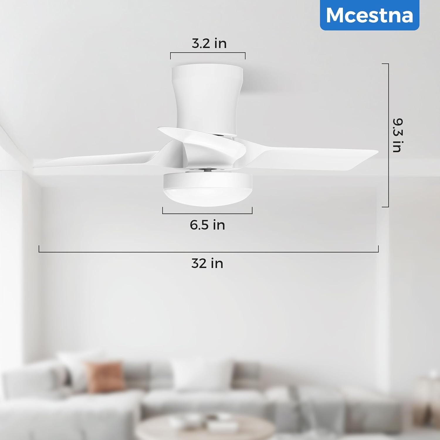 Smart Modern Flush Mount Ceiling Fans with Lights and Remote 32 Inch Low Profile Led Lights for Bedroom Bladeless Fan for Bedroom Kids Room and Living Room Ceiling Light Fixture
