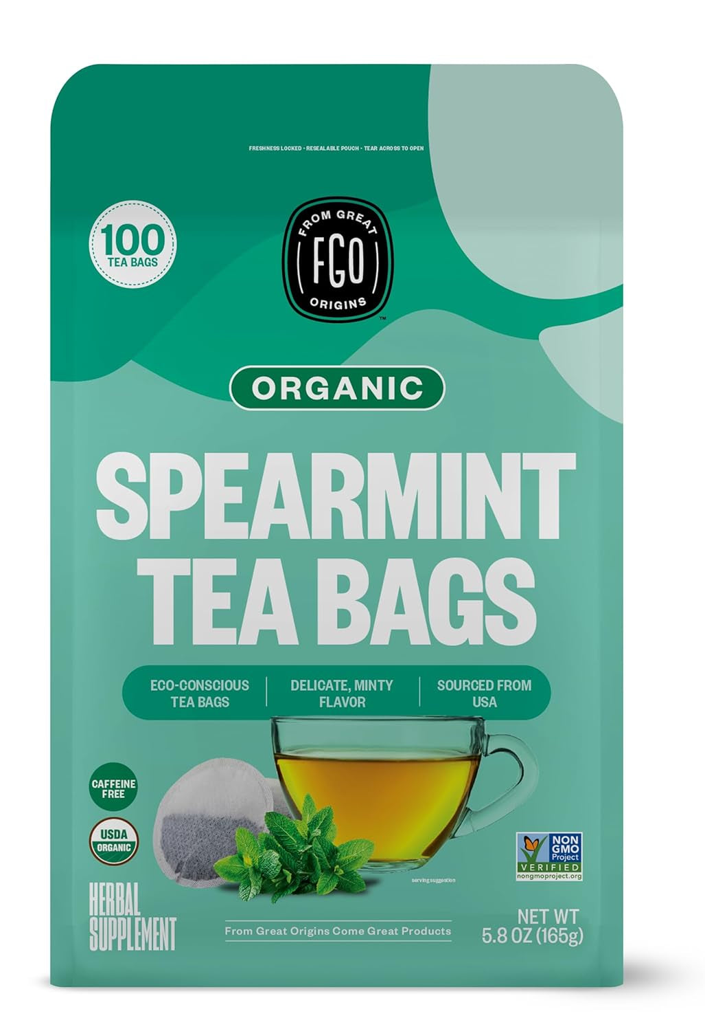Organic Tulsi Holy Basil Tea, 100 Count, Eco-Conscious Herbal Tea Bags, Resealable Bag, Caffeine Free, Packaging May Vary (Pack of 1) TLBH