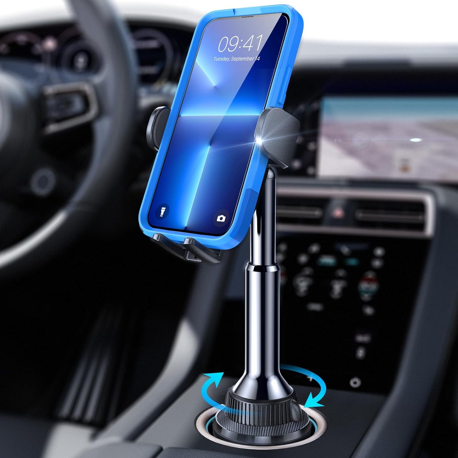 Cup Phone Holder for Car No Shaking Car Phone Holder Mount, 360° Adjustable Car Accessories for Women Trucks Suvs Golf, Compatible with Iphone 16E 16 15 14 13 plus Pro Max Samsung S25 All 4-7''
