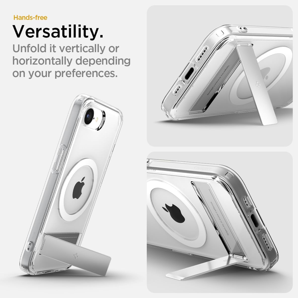for Iphone 16E Case, Ultra Hybrid S Magfit [Compatible with Magsafe Accessories] [Anti-Yellowing] [Kickstand] - Clear White