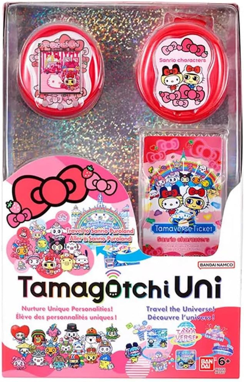 Bandai  Uni Sanrio Characters | 50Th Anniversary Hello Kitty Virtual Pet Based on the  Original 90S Toy | Connect with Friends Worldwide with This Wearable Electronic Game BanUK