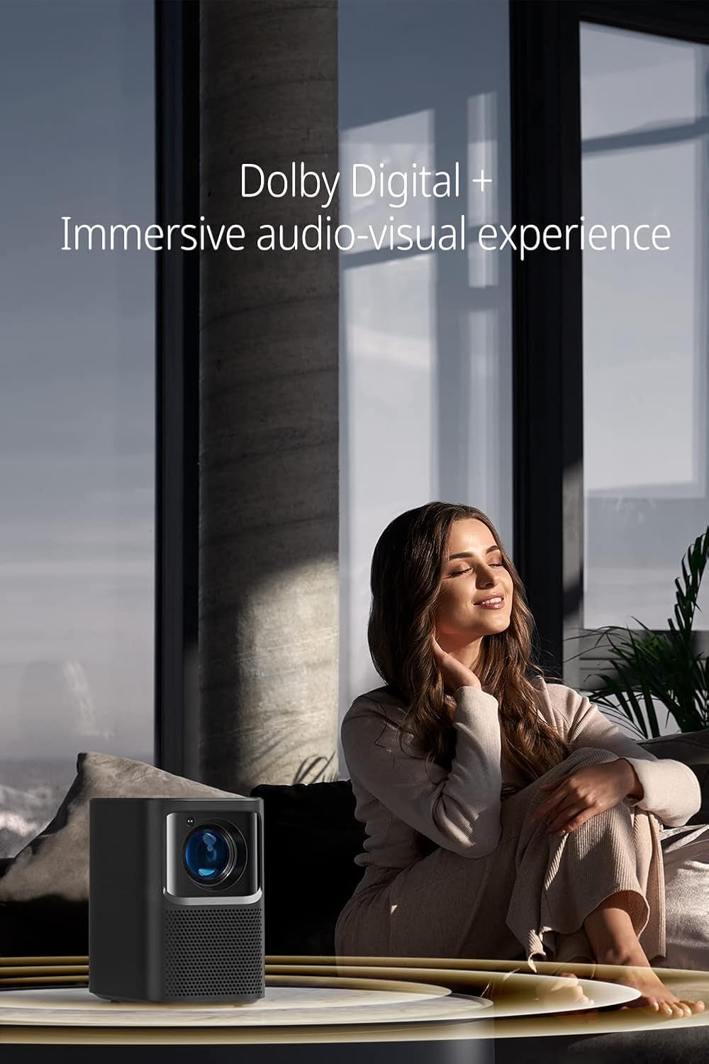 N1 Smart Netflix Projector, Native 1080P, Portable Bluetooth Movie Projector with HDR10 and Dolby Audio Support, Autofocus, Auto Keystone, Integrated Stand, 5G Wifi, Bluetooth 5.0