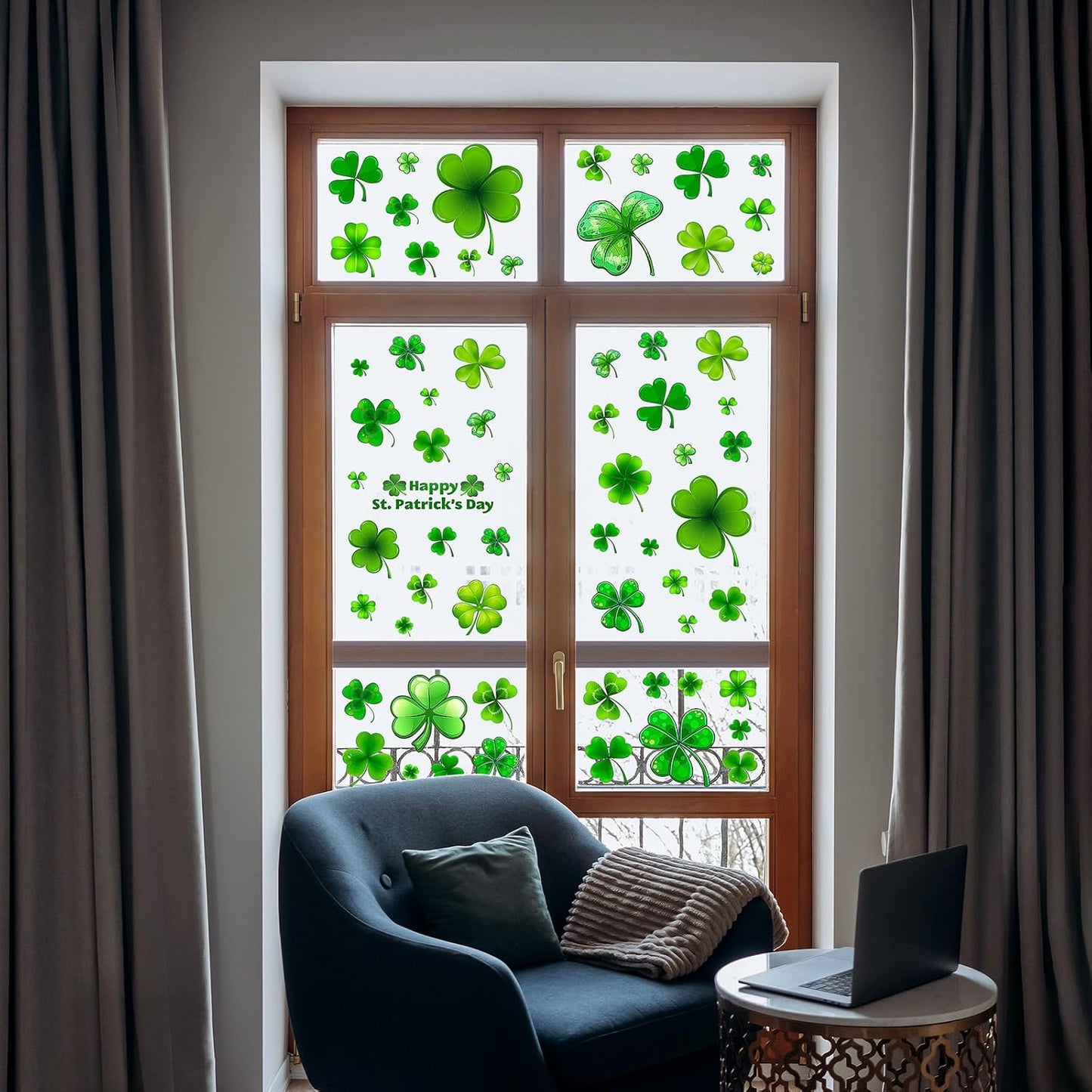 St Patricks Day Window Clings, Shamrock Stickers for St Patricks Day Decorations, 150Pcs Reusable Static Spring Window Clings Decor