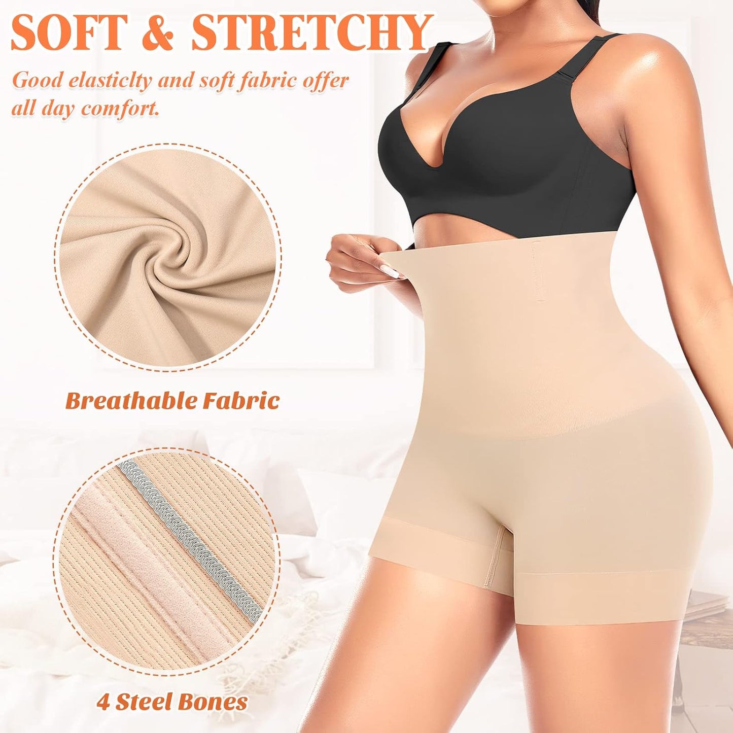 Womens Shapewear Shorts Tummy Control Body Shaper Underwear Shaping Boyshorts Seamless Shorts under Dresses