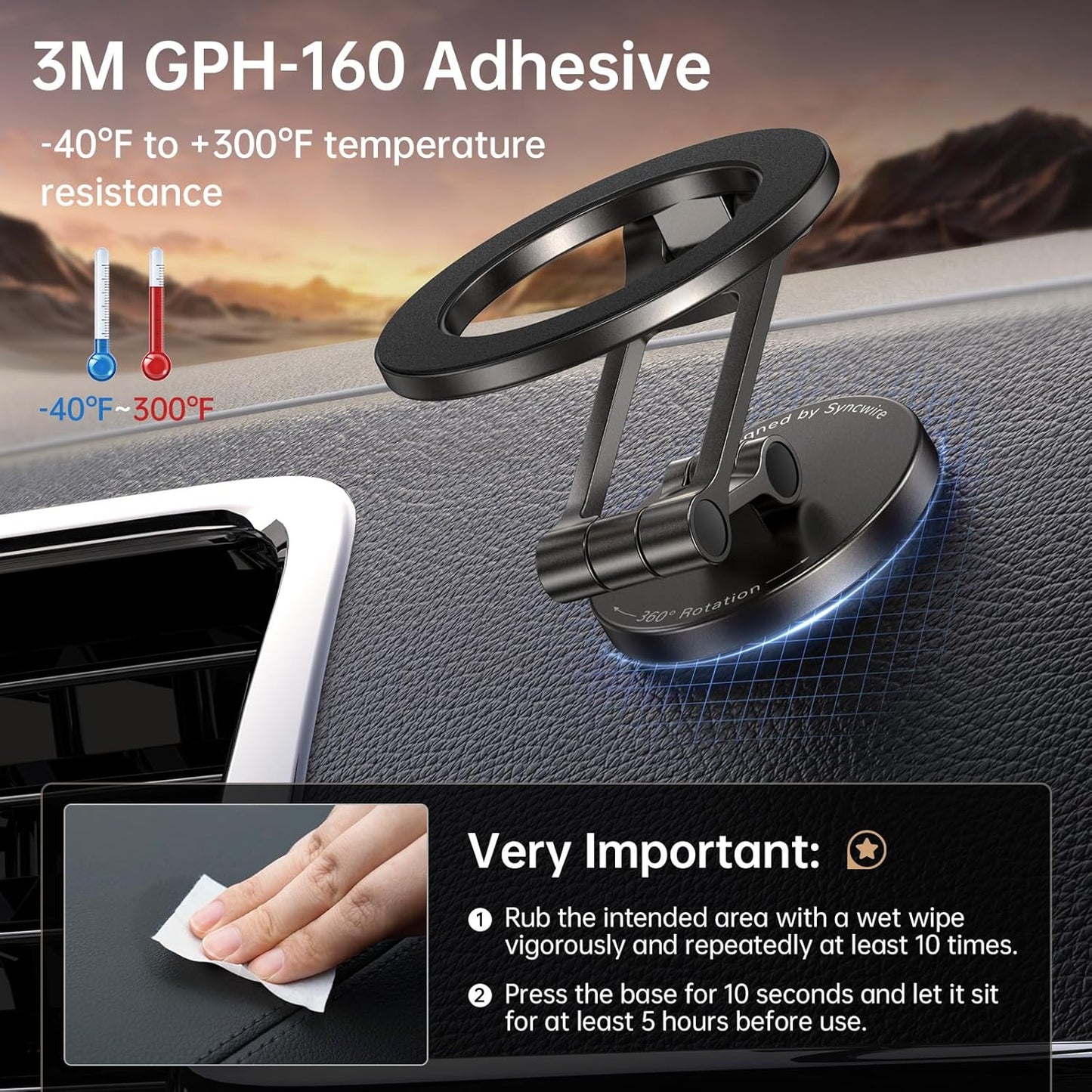 Fits Magsafe Car Mount for Car Dash&Tesla Screen[All-Metal] Magnetic Phone Holder, [Flexible Three-Axis]360° Rotation Car Mount Strong Magnets Car Phone Holder for Iphone 16 15 14 13 Pro Max