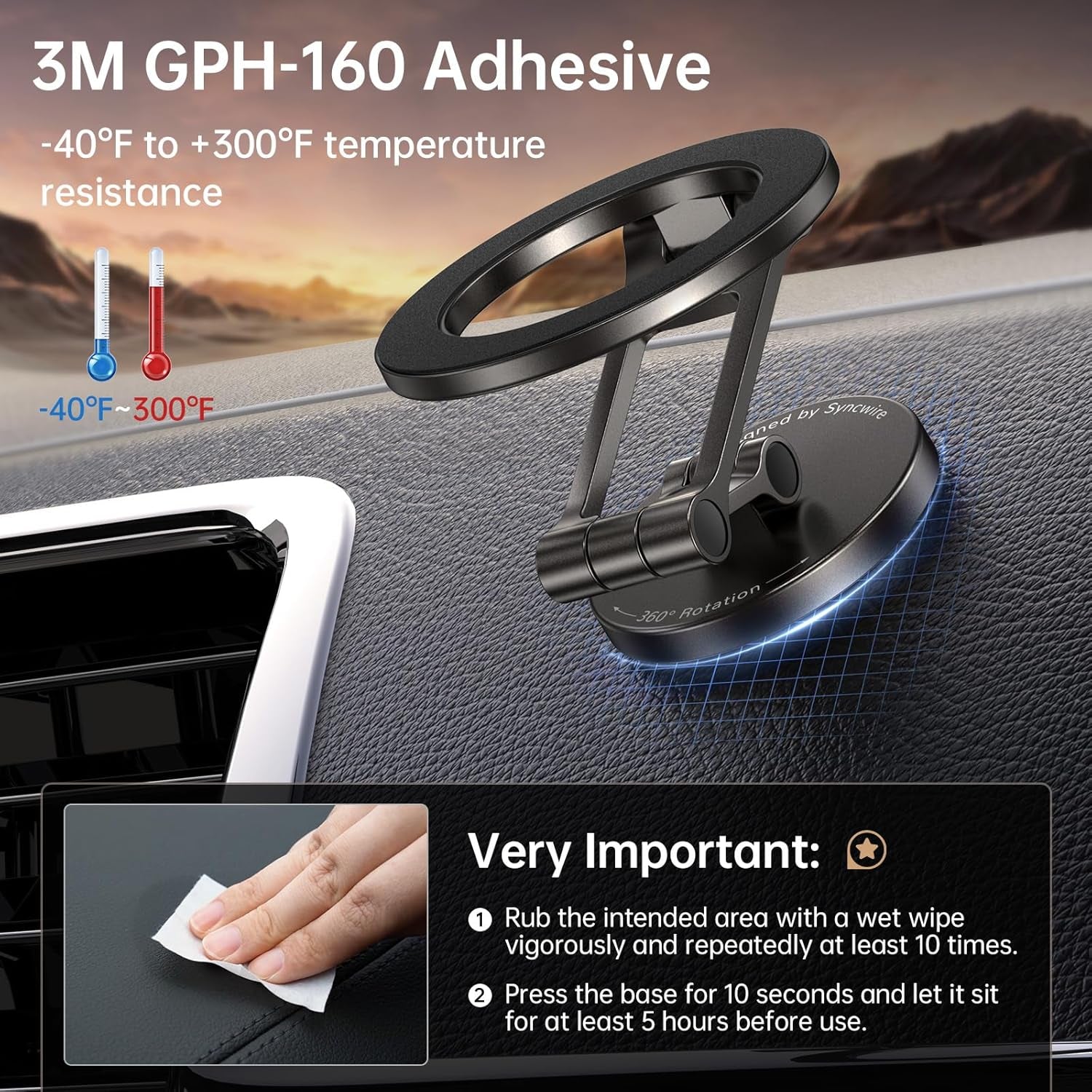 Fits Magsafe Car Mount for Car Dash&Tesla Screen[All-Metal] Magnetic Phone Holder, [Flexible Three-Axis]360° Rotation Car Mount Strong Magnets Car Phone Holder for Iphone 16 15 14 13 Pro Max