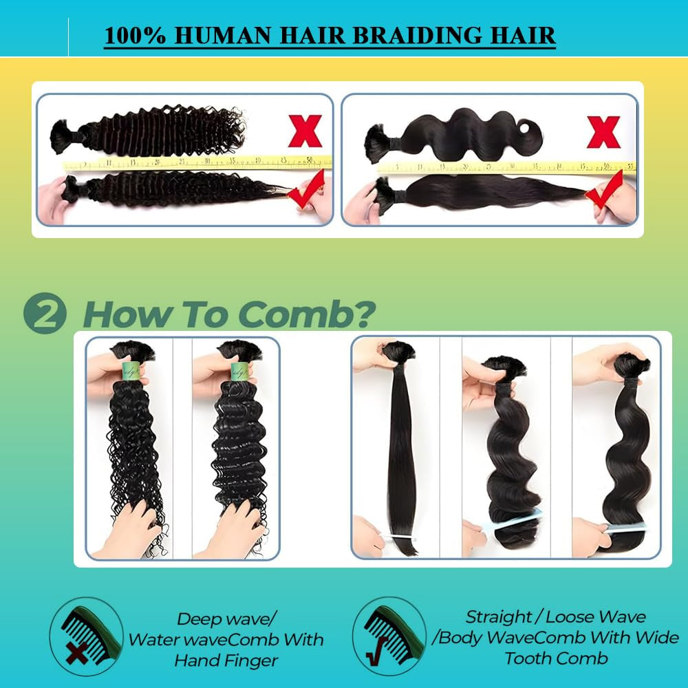 Human Braiding Hair Water Wave for Braiding Wet and Wavy Micro Braiding Human Hair No Weft Human Braiding Hair Extensions for Box Boho Braids 50G with 1 Bundles(18Inch,Natural Black)