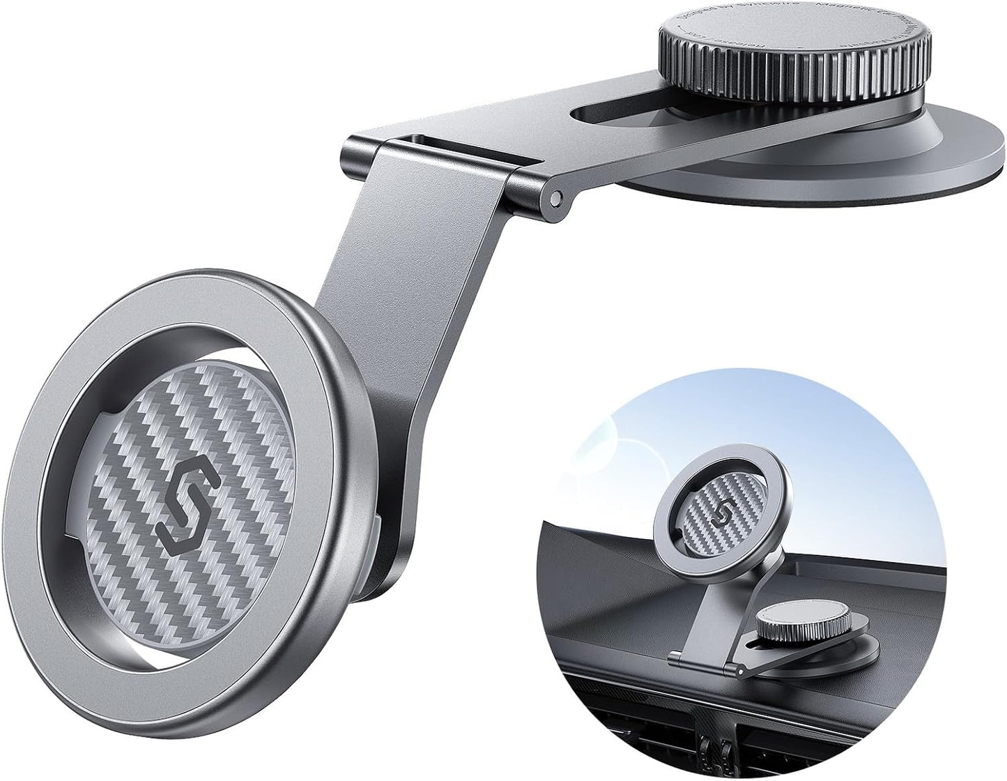 Fits Magsafe Car Mount for Universal Dashboard, Tesla Screen, Magnetic Phone Holder for Car, Foldable Aluminum Alloy Arm, Super Stable Car Mount for Iphone 16 Pro Max 15 14 13 12&All Phones