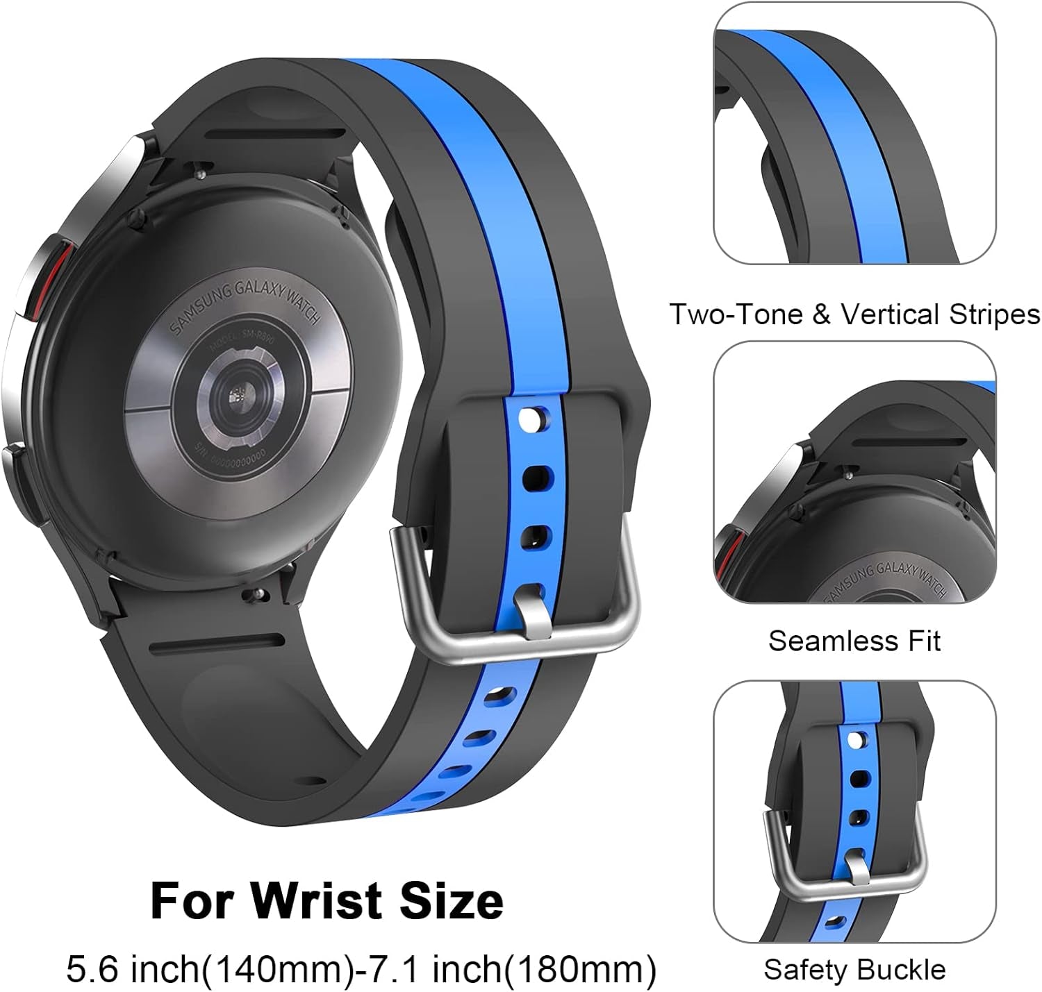 Compatible with Samsung Galaxy Watch 4 Band，Soft Silicone Sports Strap for Galaxy Watch 4 40Mm 44Mm / Galaxy Watch 4 Classic 42Mm 46Mm / Galaxy Watch 3 41Mm Smartwatch