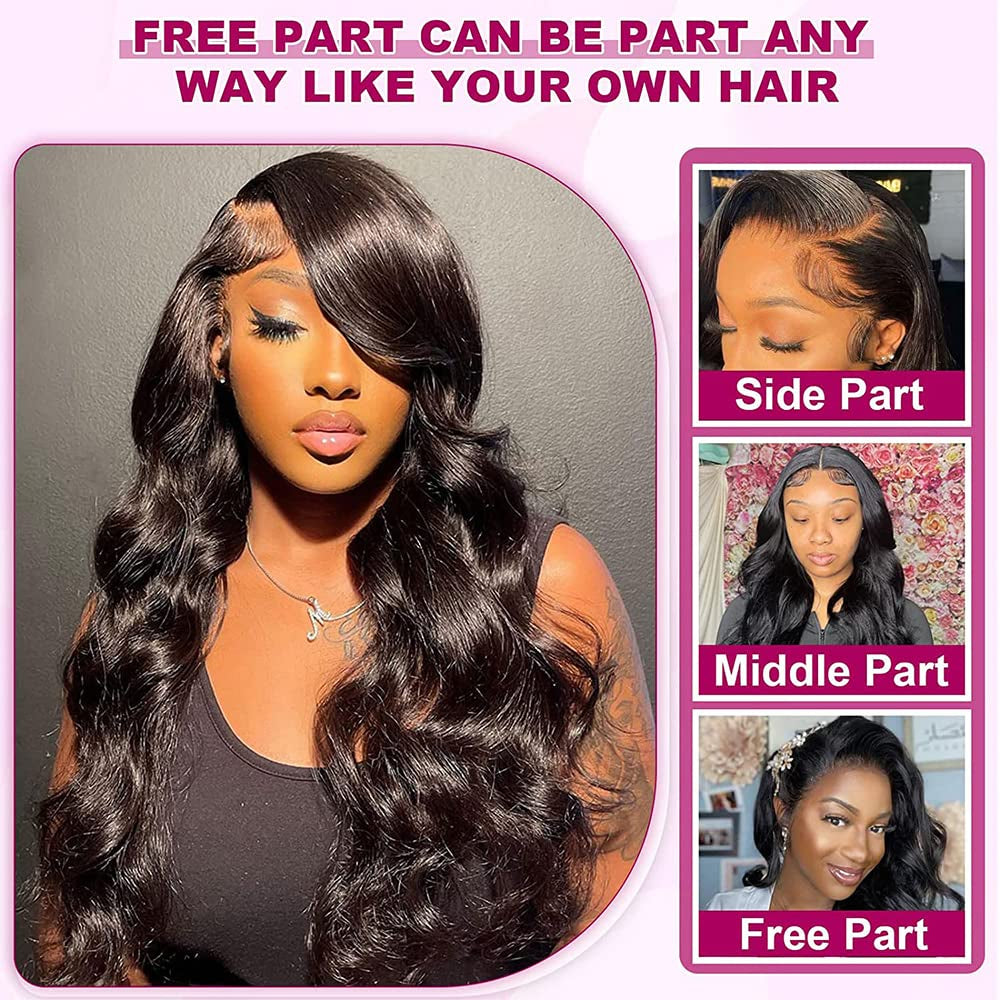 13X4 Ear to Ear Body Wave Lace Frontal Closure Brazilian Virgin Human Hair Transparent HD Lace Frontal Closure with Baby Hair Pre Plucked Natural Hairline Free Part 10 Inch Natural Black Color