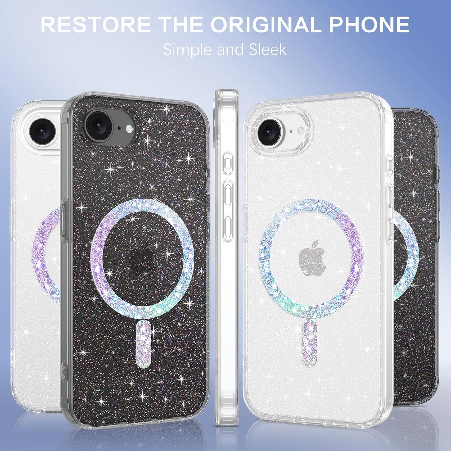 for Iphone 16E Case, for Iphone SE 4(2025), Clear Crystal Glitter Phone Case, [Compatible with Magsafe Accessories] Sparkly Cute Women Girl Clear Cover for Iphone 16E 6.1", Clear Glitter