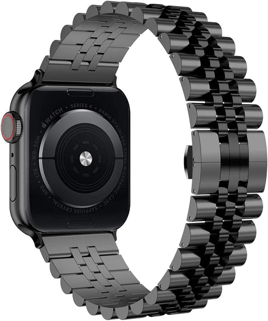 Compatible with Apple Watch Band 41Mm 40Mm 38Mm, Stainless Steel Heavy Band with Butterfly Folding Clasp Link Bracelet for Iwatch Series 9/8/7/6/Seseries 5/4/3 Women,Black