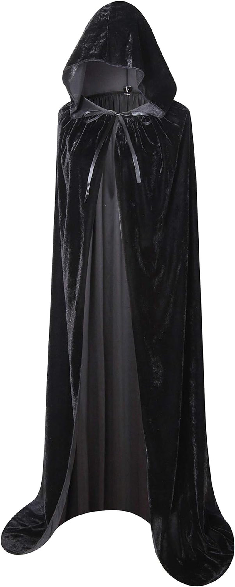 Long Hooded Cloak Velvet Cape Witch Costume Halloween Costumes for Women Men