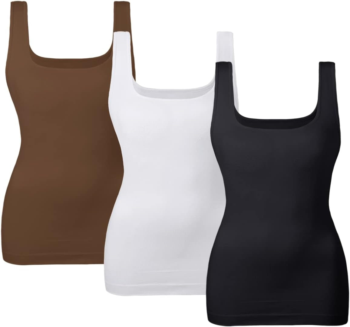 Women Tummy Control Shapewear Tank Tops Seamless Square Neck Compression Tops Slimming Body Shaper Camisole