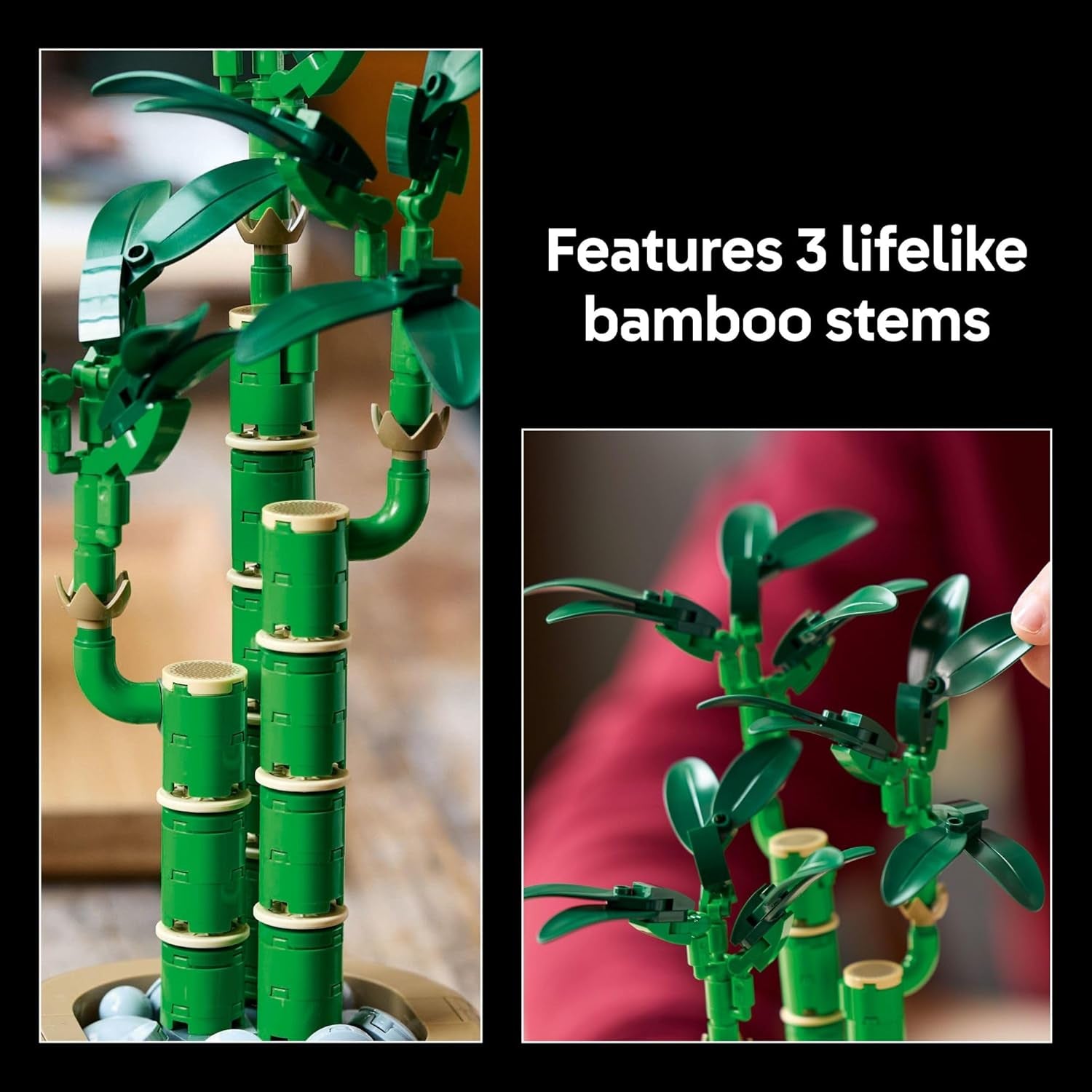 Botanicals Lucky Bamboo Building Set - Artificial Plant for Indoor Home Décor, Adults Ages 18+ - Fake Plant Decoration for Table, Desk, Office - Gift for Valentines Day - 10344