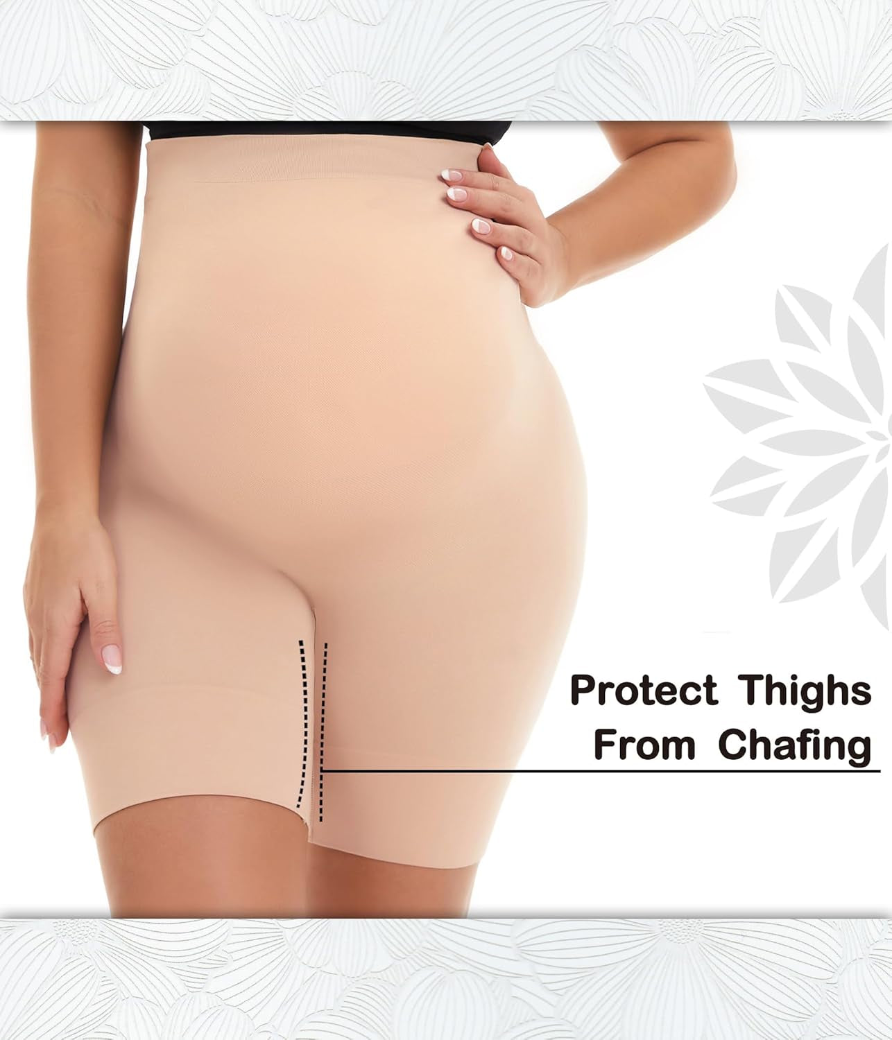 Seamless Maternity Shapewear, Prevent Thigh Chaffing, Belly Support, S-5XL