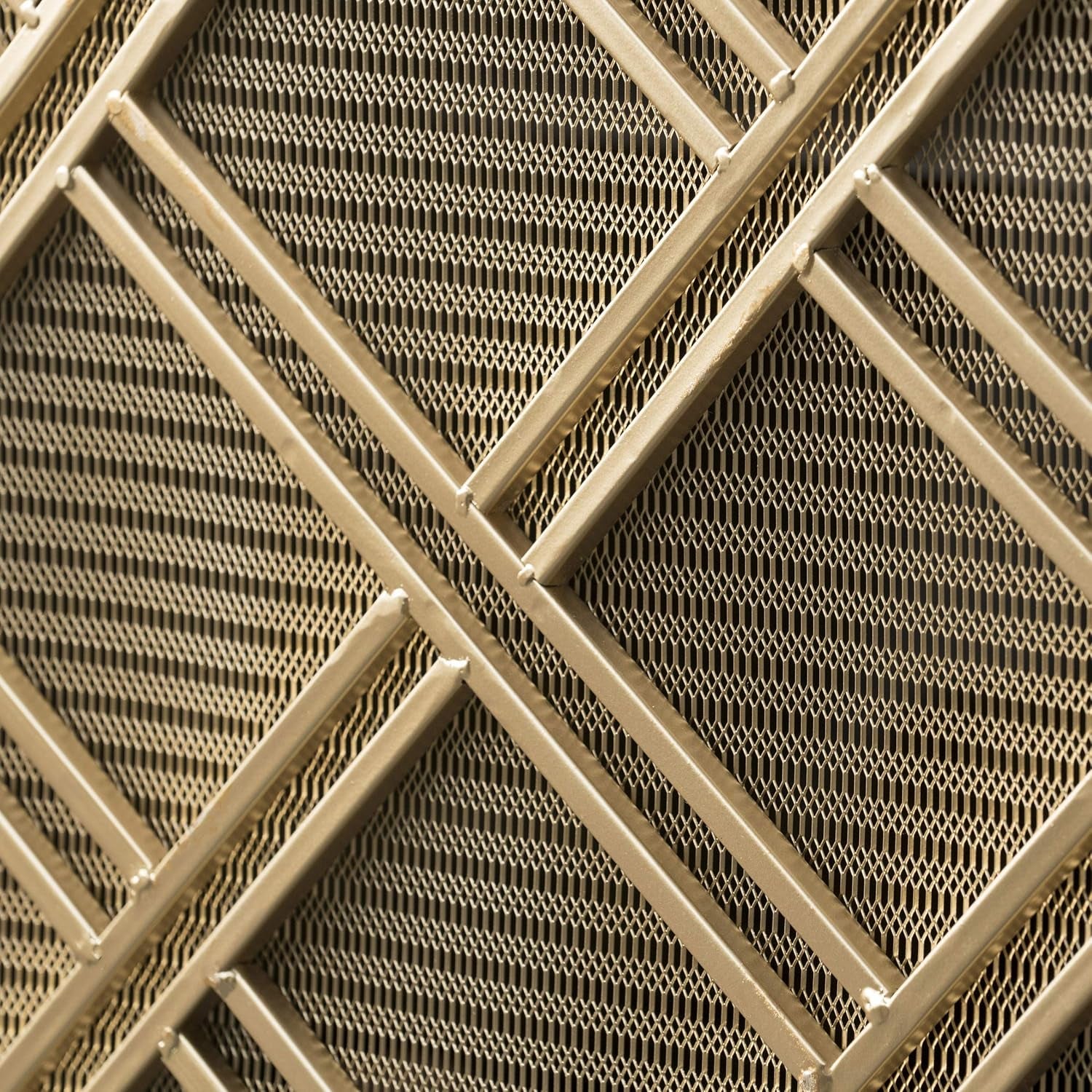 Josette Single Panel Iron Fireplace Screen, Gold