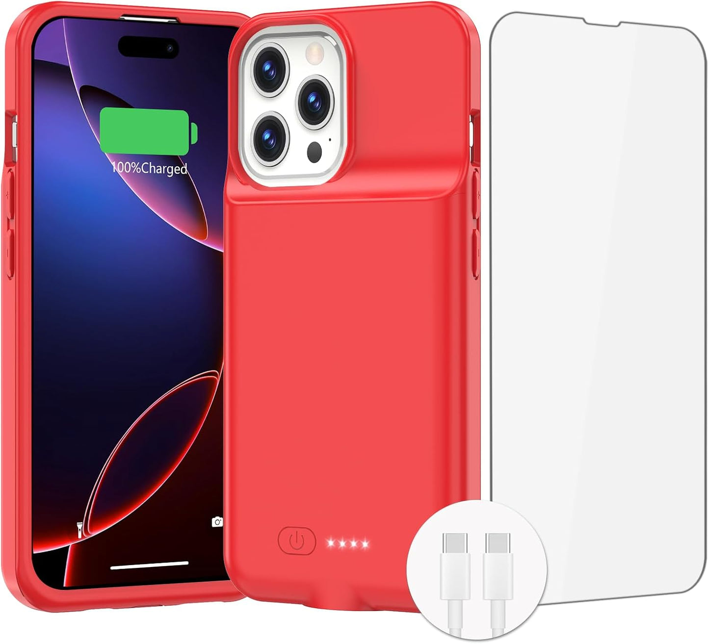 Battery Case for Iphone 16/16E, 15W Fast 8500Mah Charging Portable Rechargeable Charger Case Cover for Iphone 16/16E Charging Case-6.1Inch,Red