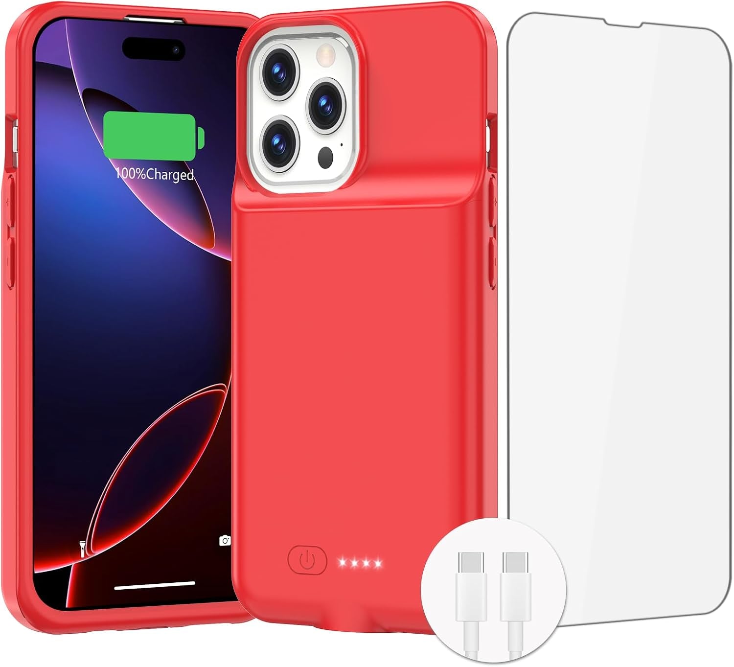 Battery Case for Iphone 16/16E, 15W Fast 8500Mah Charging Portable Rechargeable Charger Case Cover for Iphone 16/16E Charging Case-6.1Inch,Red