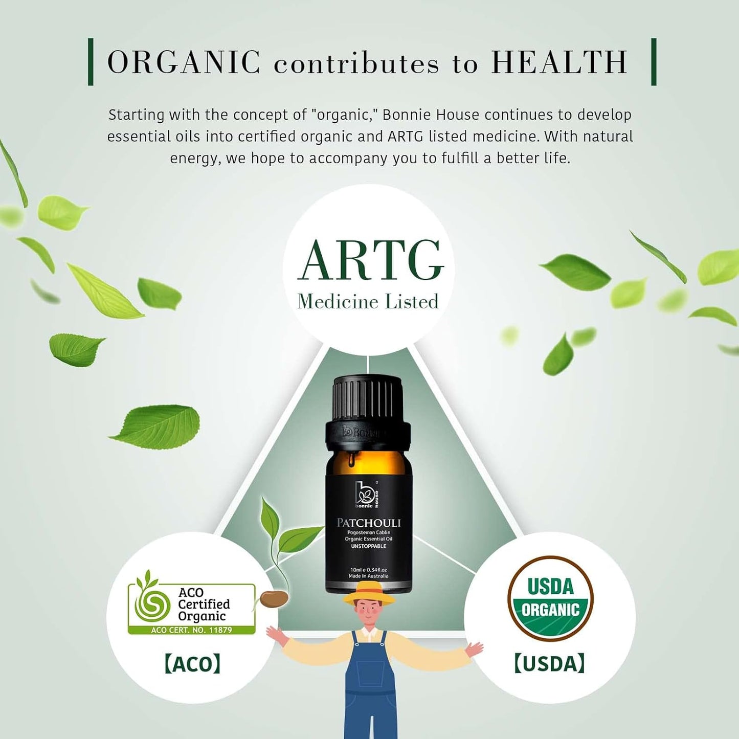 Organic Patchouli Essential Oil - USDA Organic, 100% Pure, Therapeutic Grade for Aromatherapy, Skin Care, Diffuser - 10Ml Oil by B TLBH