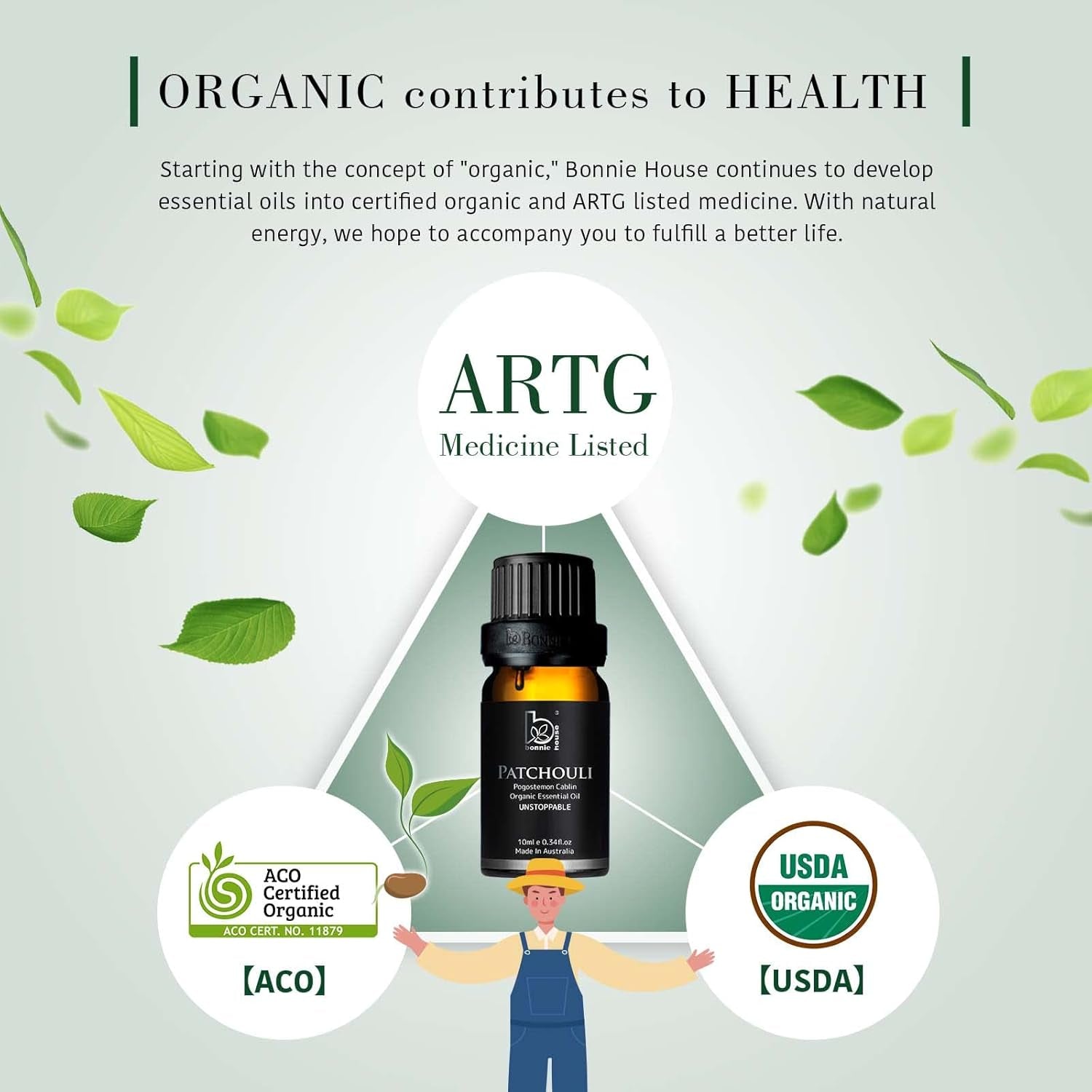 Organic Patchouli Essential Oil - USDA Organic, 100% Pure, Therapeutic Grade for Aromatherapy, Skin Care, Diffuser - 10Ml Oil by B TLBH