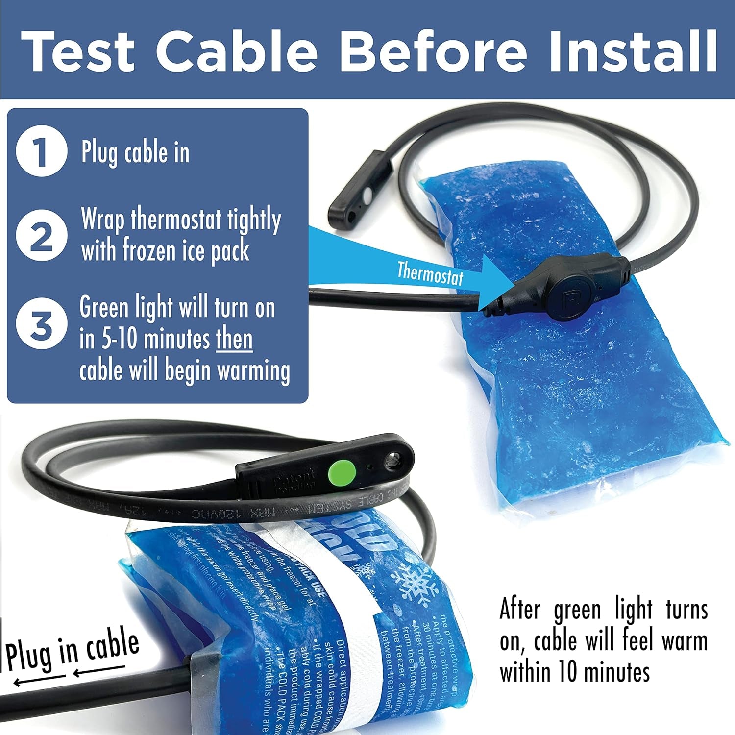 Intelligent Heat Tape for Water Pipe Freeze Protection - with Glowcap™, Built-In Thermostat, Tape Included, 10 YR Warranty, Heavy-Duty, Self-Regulating, 120V (60 Ft)