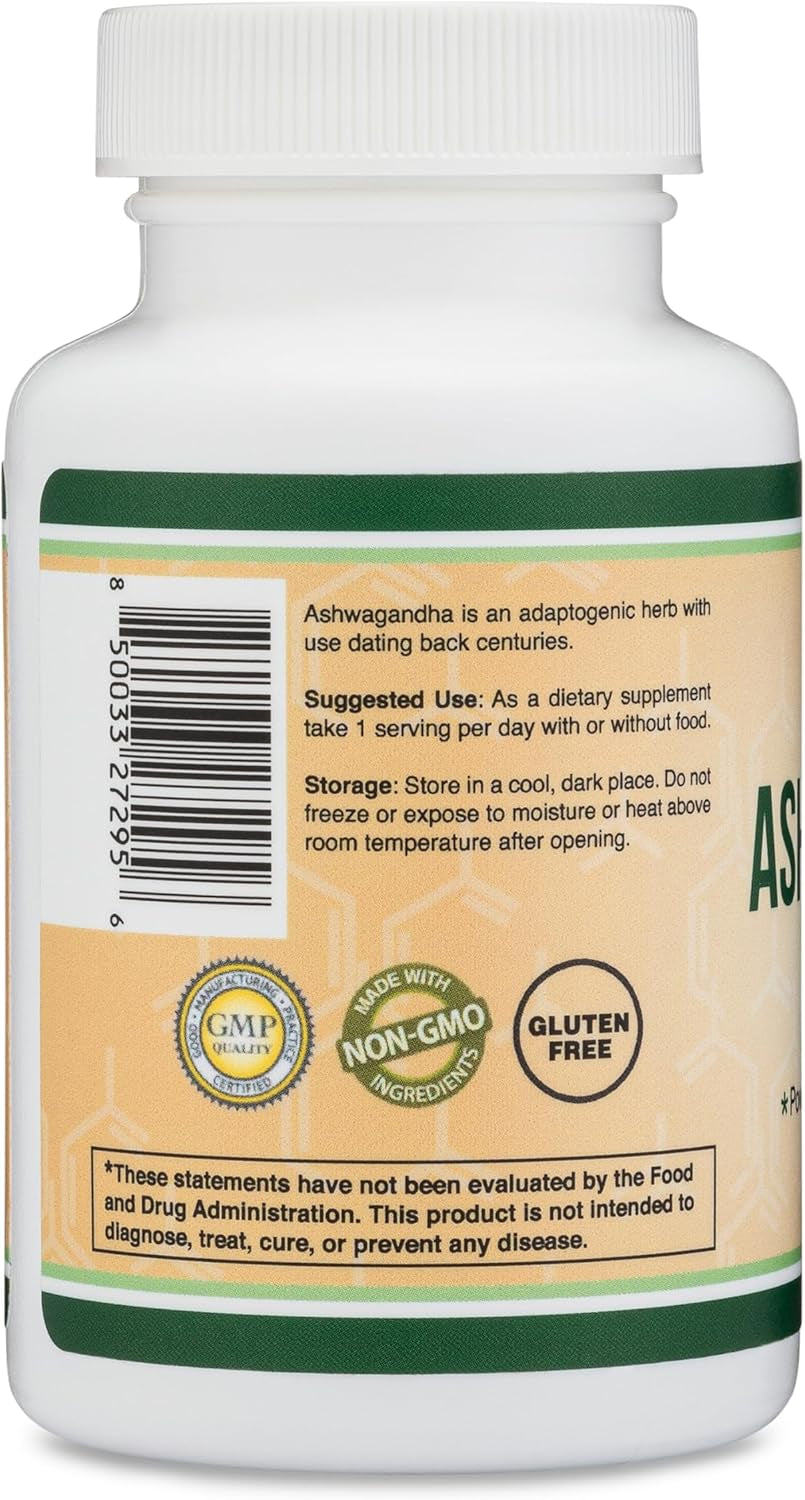 Ashwagandha Capsules, 120 Count (500Mg Extract 20:1 Potency) Adaptogen Stress Relief by Double Wood TLBH